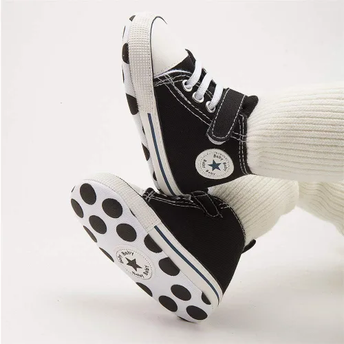Miniatura 3 de Meckior - Zapatos deportivos de lona para bebé, con suela suave y caña alta, para sus primeros pasos y estar en la cuna