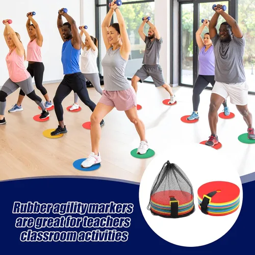 Miniatura 5 de 50 marcadores de puntos de cono plano de 6 pulgadas, antideslizantes, agujeros de piso, conos de fútbol, canchas de campo, discos planos