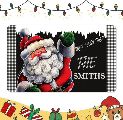 Miniatura 22 de Tapete personalizado de bienvenida de Navidad para entrada al aire libre con nombre, tapete de puerta de Navidad personalizado para Navidad, tapete