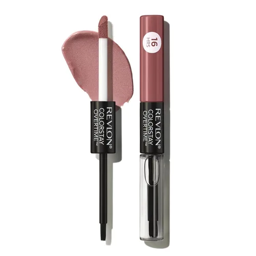 Miniatura 27 de Revlon - Lápiz labial líquido Overtime con brillo de labios transparente, maquillaje facial ColorStay, doble extremo con vitamina E en ciruela/baya