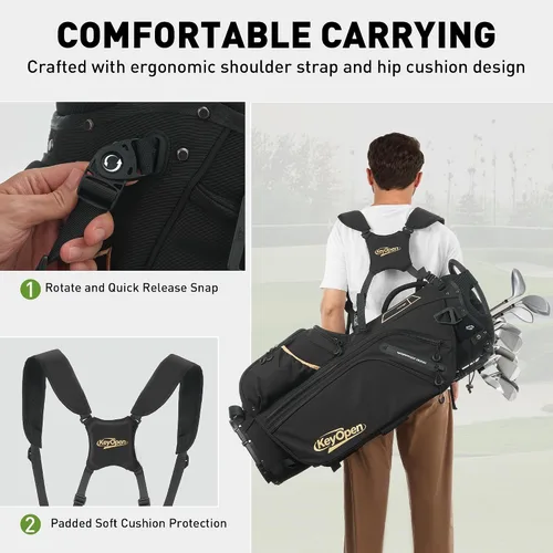 Miniatura 5 de Bolsa ligera para palos de golf con soporte, 14 divisiones para bolsas de golf con divisores de longitud completa para hombres y mujeres, bolsa