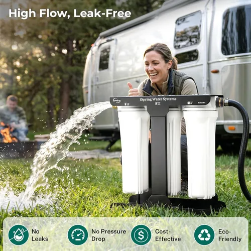 Miniatura 2 de iSpring CW31 Sistema de Filtro de Agua para RV, Sistema de Filtración de Agua de 3 Etapas para RV para Campistas, Conectores Rápidos de Manguera