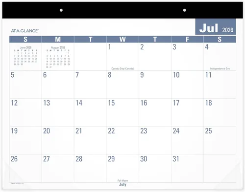 AT-A-GLANCE Calendario de escritorio 2026-2027 Bloc de planificación académico, 12 meses, julio-junio, mensual, 21-3/4 x 17 pulgadas, estándar,