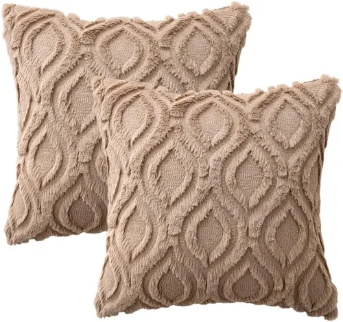 Miniatura 6 de MIULEE - Juego de 2 fundas de almohada de lana sintética suave y afelpada, fundas decorativas de estilo bohemio para sofá, sala de estar, cama, 18 x