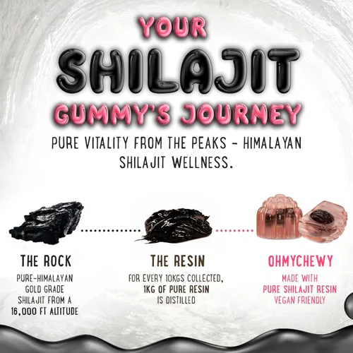 Miniatura 4 de OH MY CHEWY Gomitas puras de Shilajit del Himalaya, resina de grado dorado de alta potencia, refuerzo de energía y apoyo inmunológico para hombres