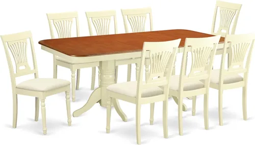 Miniatura 11 de East West Furniture NAPL9-WHI-W Juego de mesa de comedor de 9 piezas incluye una mesa de comedor rectangular con hoja de mariposa y 8 sillas
