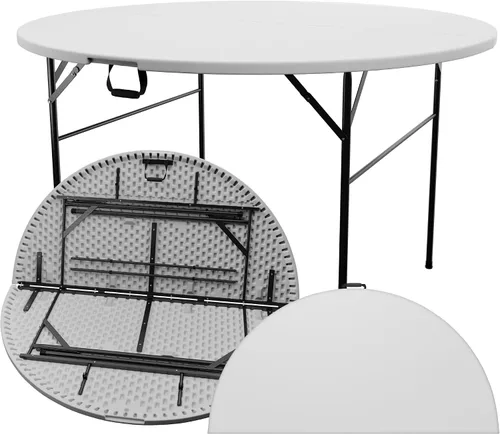Miniatura 7 de Sorfey Mesa de cóctel plegable redonda, mesa plegable de altura de barra, 31.5 "redonda, plástico blanco