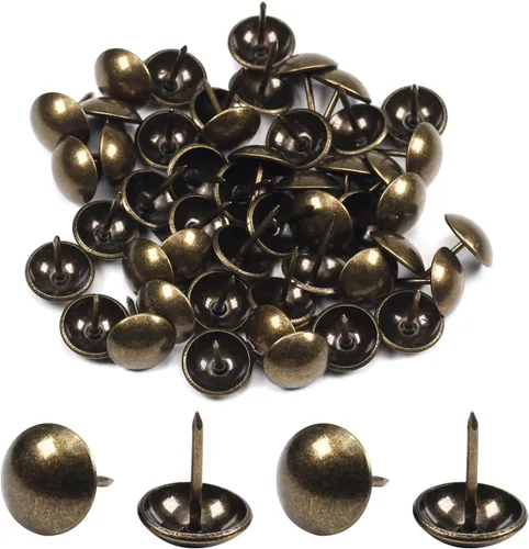 Miniatura 26 de MroMax 120 tachuelas de clavos para tapicería de 0.47 pulgadas de diámetro, hierro de estilo vintage, de metal, redondos, de 0.67 pulgadas de altura