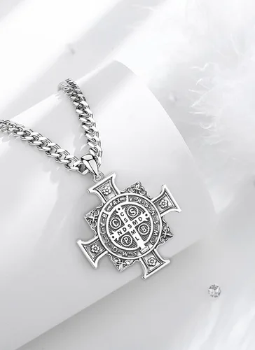 Miniatura 20 de CELESTIA Medallas de plata de ley 925 San Miguel/San Cristóbal/San Benito/San Gabriel/Virgen María/Jesús/Caravaca/Metatrón/Sello de los Siete