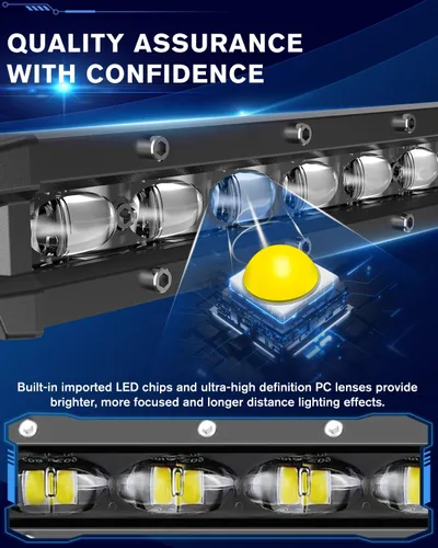 Miniatura 3 de CO LIGHT - Barra de luz LED curvada de 20 pulgadas de una fila Lente de proyector 6D Combo de haz puntual y amplio Luz de conducción delgada