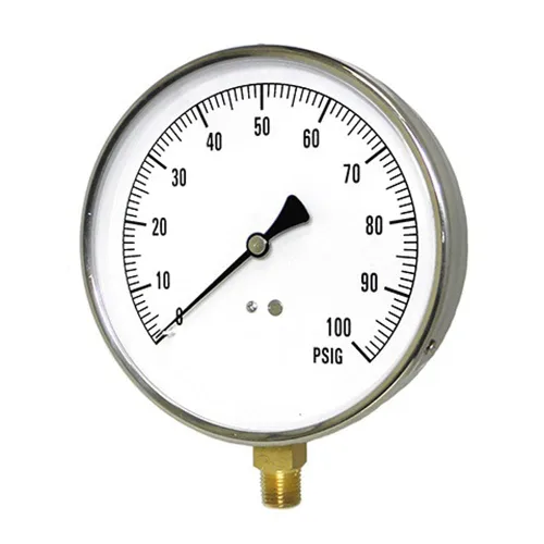 PIC Gauges CONTRACTOR-4LE Contractor Series - Manómetro seco no rellenable de montaje inferior con estuche SS, internos de latón, lente de plástico,