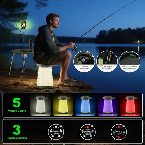 Miniatura 4 de Juego de mesa de camping LED con taburetes, capacidad de 300 libras, altura ajustable, mesa plegable y sillas, diseño compacto todo en uno para Negro