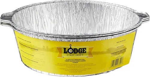 Miniatura 7 de Lodge Revestimiento de horno holandés de papel de aluminio plateado de 12 pulgadas, revestimiento de horno holandés 100% reciclable, fácil limpieza