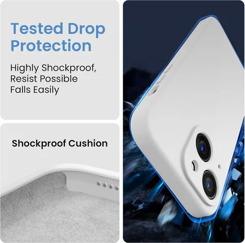 Miniatura 4 de FireNova Funda diseñada para iPhone 15, funda de silicona mejorada [protección de cámara] con [2 protectores de pantalla], forro interior de Blanco