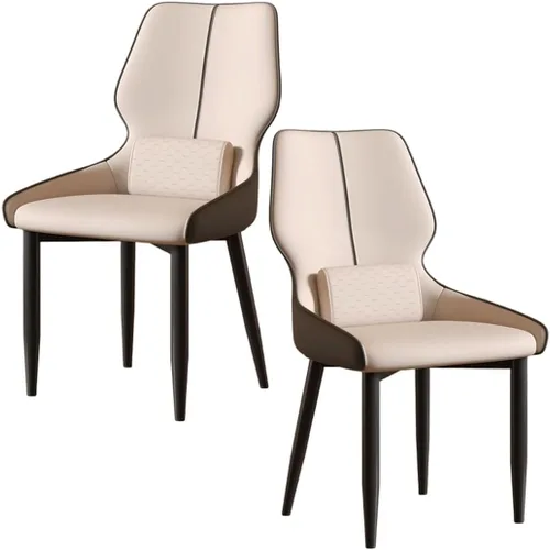 Miniatura 13 de YVYKFZD Juego de sillas de comedor de cuero, sillas de comedor con patas de metal, sillas de cocina tapizadas, silla minimalista sin brazos