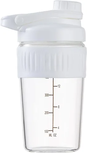 Botella pequeña agitadora de vidrio de 16 onzas, paquete de 2 unidades de vidrio de borosilicato proteína en polvo para entrenamiento de gimnasio,