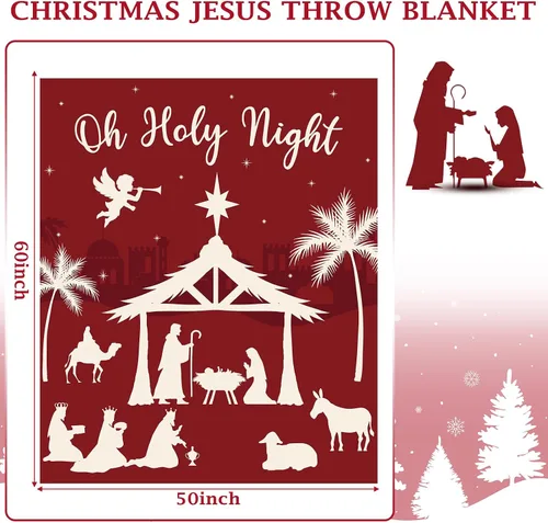 Miniatura 2 de Manta de Navidad de Jesús, regalos cristianos para mujeres, manta de franela de Navidad de 50 x 60 pulgadas, manta religiosa cálida, manta estampada