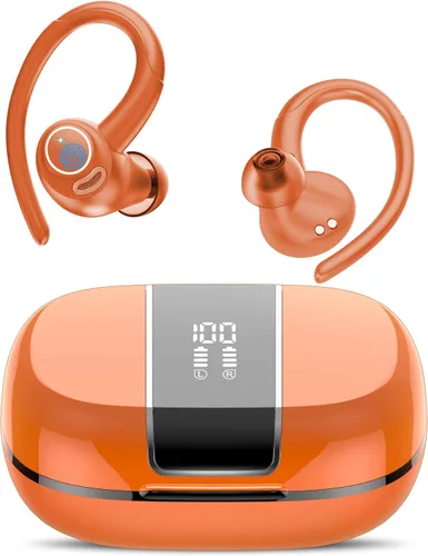 Auriculares inalámbricos Bluetooth 5.3 deportivos, auriculares 48H con micrófono ENC, auriculares estéreo Bluetooth de graves profundos con ganchos