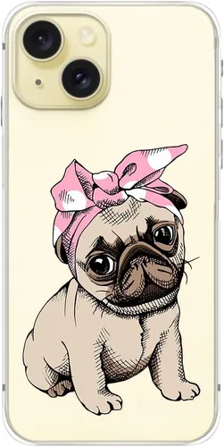 Miniatura 4 de Blingy's Funda compatible con iPhone 15, lindo patrón de pug divertido estilo perro, divertido diseño de animales de dibujos animados, funda