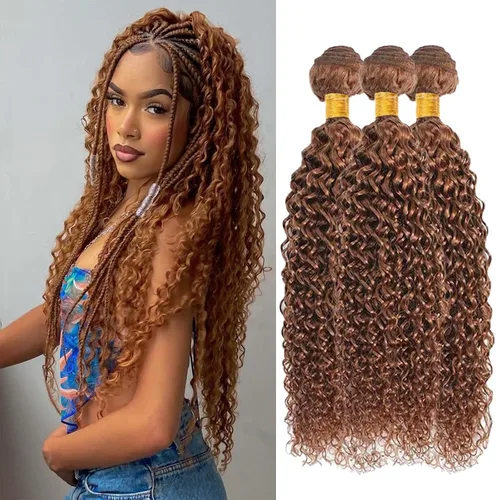 Miniatura 117 de Color 30 paquetes de cabello humano marrón onda del cuerpo paquetes 8 10 12 pulgadas brasileño virgen Remy extensiones de cabello humano doble trama