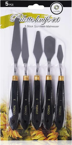 Miniatura 7 de conda Cuchillo de paleta para pintura de acero inoxidable, espátula, cuchillo de paleta de pintura al óleo, cuchillos de metal, mango de madera