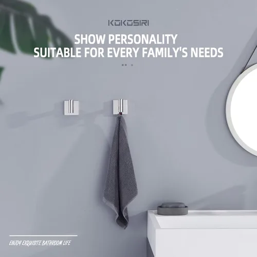 Miniatura 8 de KOKOSIRI Ganchos para Bata Toalla y Abrigo de Baño para Baño Cocina Pared Paquete de 2 Cromo Acero Inoxidable B1013CH-P2 Cromo pulido
