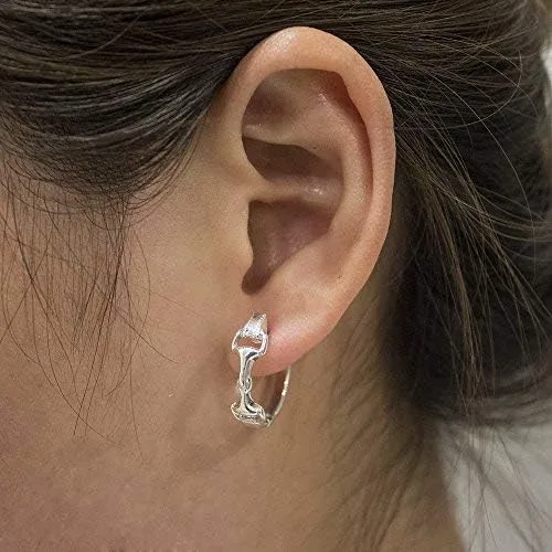 Miniatura 3 de WithLoveSilver - Aretes de aro de plata de ley 925 con doble caballo ecuestre, Plata de ley