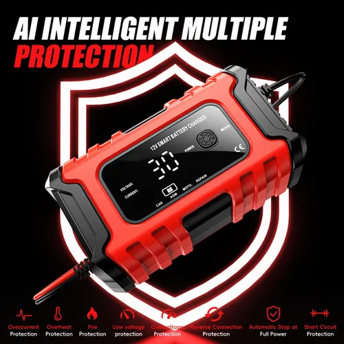 Miniatura 7 de Cargador de batería de automóvil, cargador inteligente de batería de goteo de 12V 6A, mantenedor desulfatador de batería automotriz de 12V