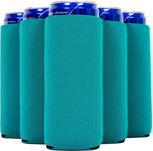 Miniatura 23 de QualityPerfection Fundas delgadas para enfriar latas, cerveza/energía (paquete de 6) para bebidas en blanco, 12 onzas, alta calidad, 0.157 in