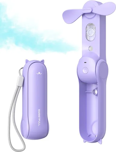 Miniatura 9 de SWEETFULL Ventilador de Nebulización Portátil, Ventiladores Nebulizadores Personales de Mano, Ventilador Pequeño Recargable, Mini Rociador de Rosa