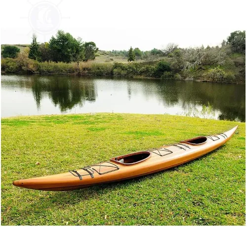 Old Modern Handicrafts Kayak de madera en tándem de 19 pies para 2 personas, kayak real hecho a mano en más de 500 horas, 229 pulgadas de largo x 27