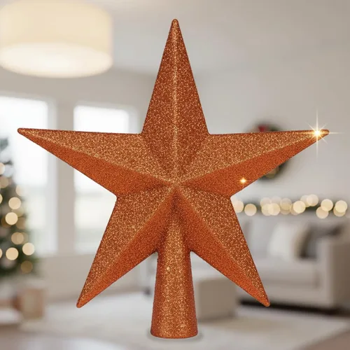 Miniatura 32 de YYCRAFT Adorno de Estrella con Purpurina para la Punta del Árbol Decoración Navideña - 6 Pulgadas, Rojo