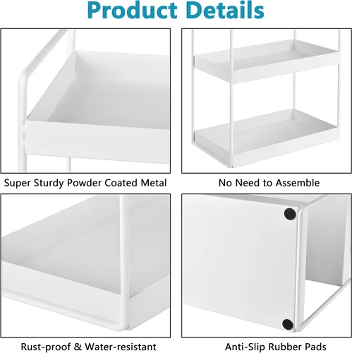 Miniatura 7 de Organizador de encimera de baño, bandeja de tocador para cosméticos y maquillaje, estante de especias de cocina, estante de pie, 3 niveles