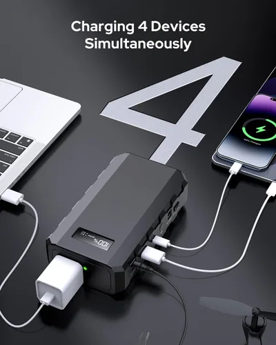 Miniatura 3 de Apowking Banco de Energía con Toma de CA, 65W Banco de Batería Portátil para Laptop Carga Rápida, 88.8Wh/24000mah Estación de Energía para Camping