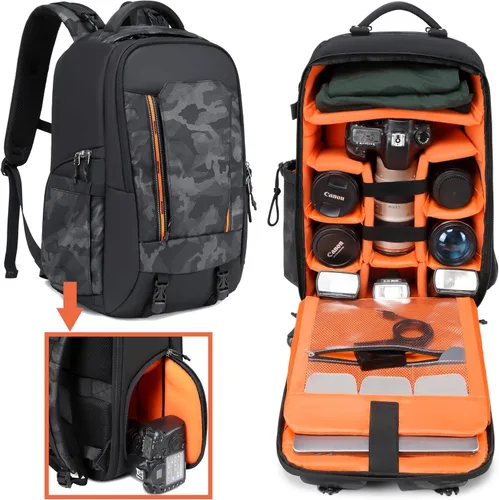 Miniatura 3 de Mochila para cámara fotógrafo, mochila impermeable grande para cámaras DSLR, mochilas para fotógrafos, mochila para cámara para mujeres y hombres