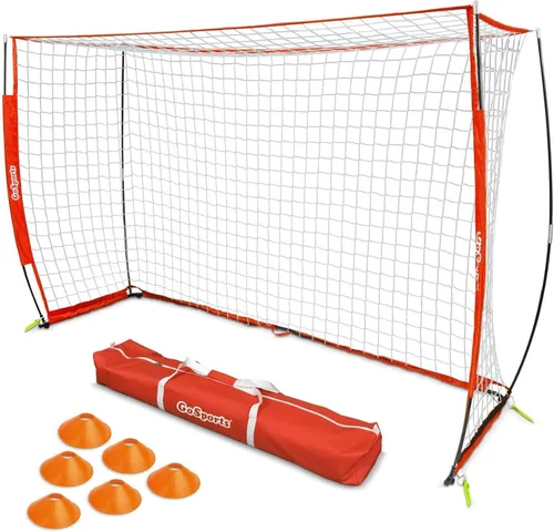 GoSports Portería de fútbol sala ELITE - Tamaño 3 M x 2 M, marco plegable tipo arco y red - Juega y entrena como los profesionales, incluye bolsa de