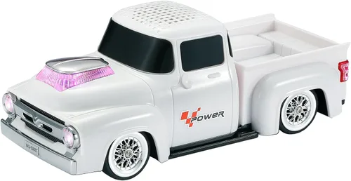 Altavoz Bluetooth para camioneta vintage, modelo de camión retro con sonido HD, micrófono integrado, luces LED de fiesta, doble emparejamiento TWS,