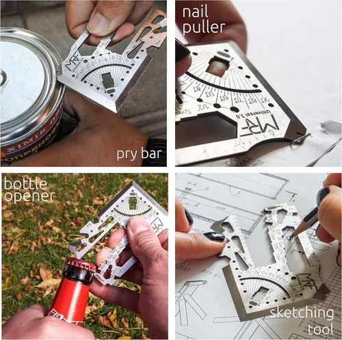 Miniatura 5 de Universal 3.0-60+ Tools - Multiherramienta para tarjetas de crédito con cuchillo, billetera de titanio con regla, abrebotellas y latas para EDC