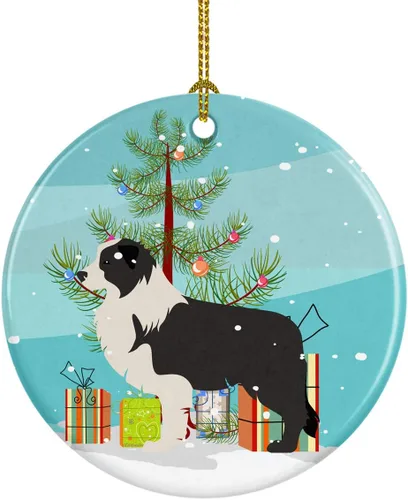 Miniatura 44 de Caroline's Treasures Bulldog inglés «Merry Christmas» adorno de cerámica para árbol de Navidad, decoración colgante para el hogar, Navidad, fiestas