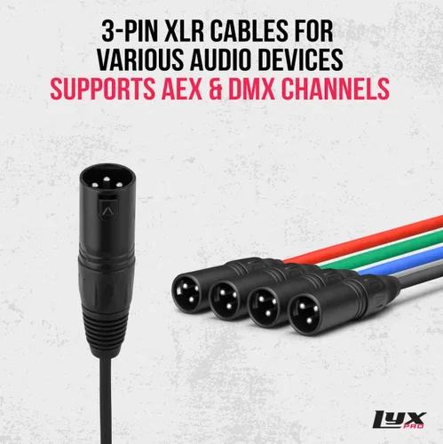 Miniatura 3 de LyxPro XLR 3 pies de cable de audio de 4 canales de 3 pines de red múltiple para conexión hembra de escenario y estudio de grabación, excelente