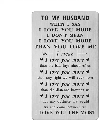 Regalos del día de San Valentín para marido, tarjeta de cumpleaños para marido, tarjeta de regalo con texto en inglés "I Love You", regalos para él