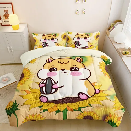 Miniatura 33 de QOOMO Juego de edredón de 3 piezas con diseño de mariposa de dibujos animados, tamaño individual, bonito juego de ropa de cama con lazo