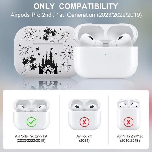 Miniatura 2 de Funda grabada de dos tonos compatible con Apple AirPods Pro de 2ª generación de 1ª generación, funda protectora completa de silicona para AirPods
