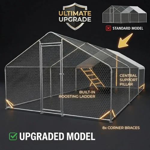 Miniatura 4 de Gallinero grande de metal para gallinero, corral para 40 pollos, jaula de aves de corral con cubierta impermeable para conejos, pato, corren