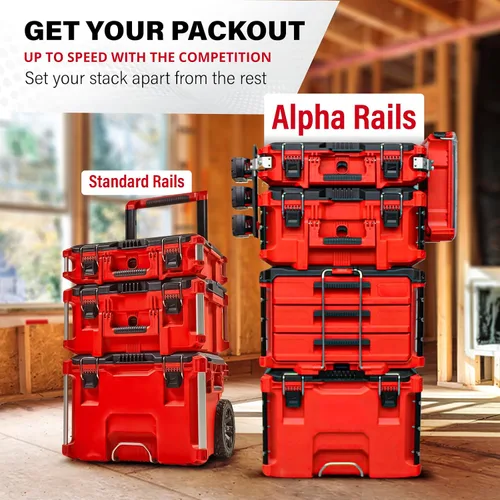 Miniatura 7 de Alpha Engineered Rieles de reemplazo roscados Packout - 10.4" (265mm) Compatibles con las cajas de herramientas de cajón Milwaukee Packout Negro