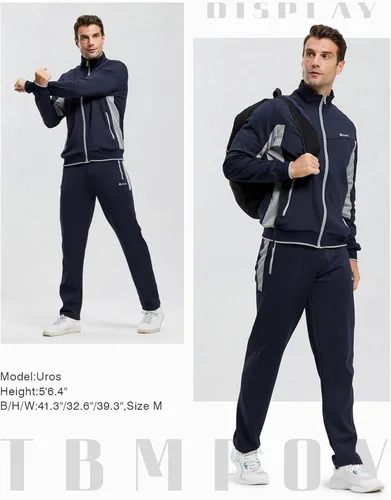 Miniatura 7 de TBMPOY Chándales para Hombres Conjuntos Deportivos para Hombres Conjuntos de Chándal de 2 Piezas Casuales Atléticos para Jogging Calentamiento