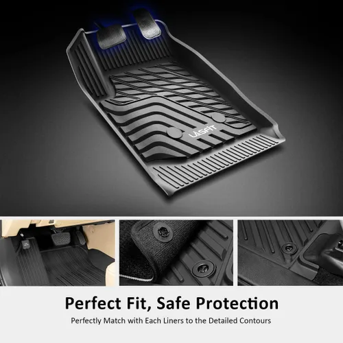 Miniatura 6 de LASFIT Alfombrillas para Toyota Highlander 2020-2025 2026 de 8 asientos (no para híbridos) para todo tipo de clima, revestimiento de suelo de TPE