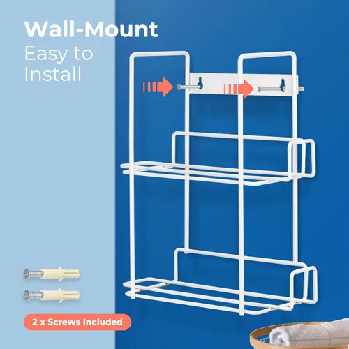 Miniatura 4 de FMP Brands Soporte doble para guantes para montaje en pared, soporte de caja de servilleta desechable, dispensador de metal duradero blanco