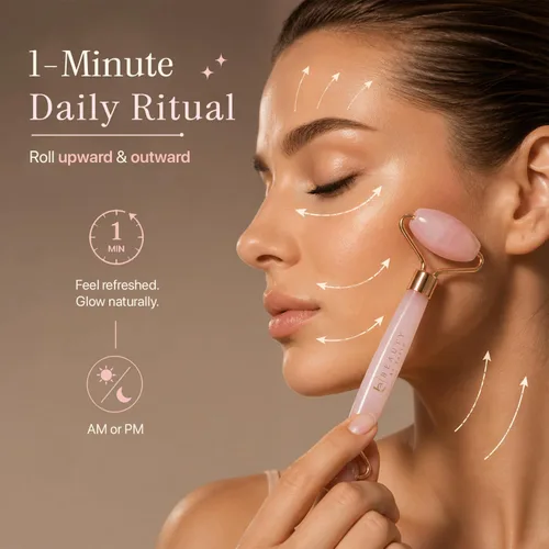 Miniatura 7 de Rodillo facial de cuarzo rosa, regalos de relajación para mujeres, herramientas de cuidado de la piel para líneas finas y arrugas, regalos