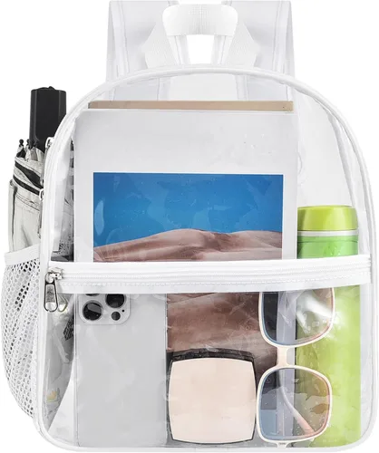 Miniatura 9 de Mochila transparente Oraben para eventos de estadio, mochila transparente para estadio 12x6x12, Blanco, Pequeño